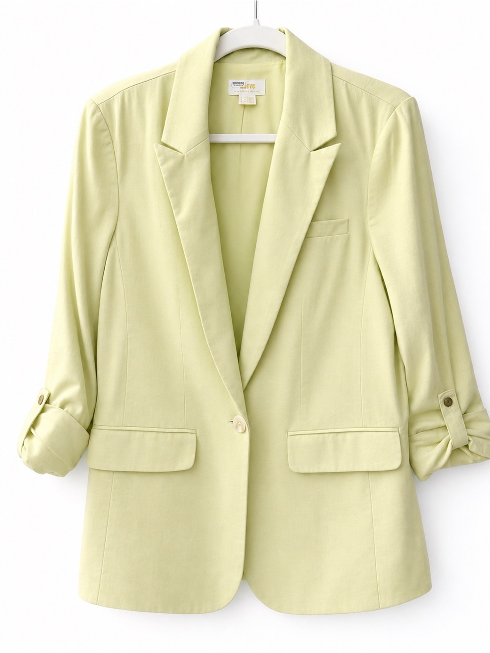 Anthropologie Maeve Lime Green Blazer Size 8 Rolled Sleeve Lightweight Jacket